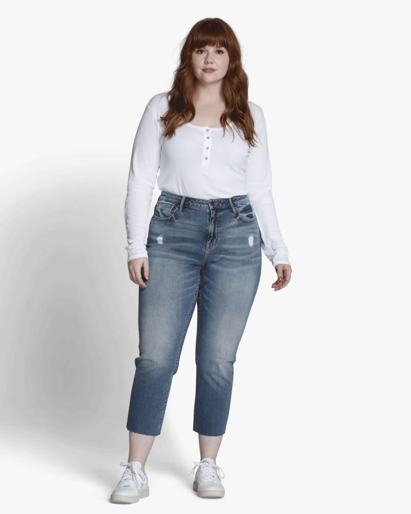 Plus size model wearing Christine High-Rise Straight Leg by Vigoss | Dia&Co | dia_product_style_image_id:125397